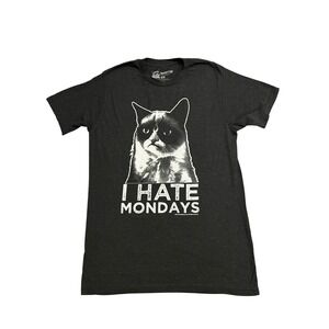 Grumpy Cat T-Shirt Mens Medium Black I Hate Mondays Graphic Tee Excellent